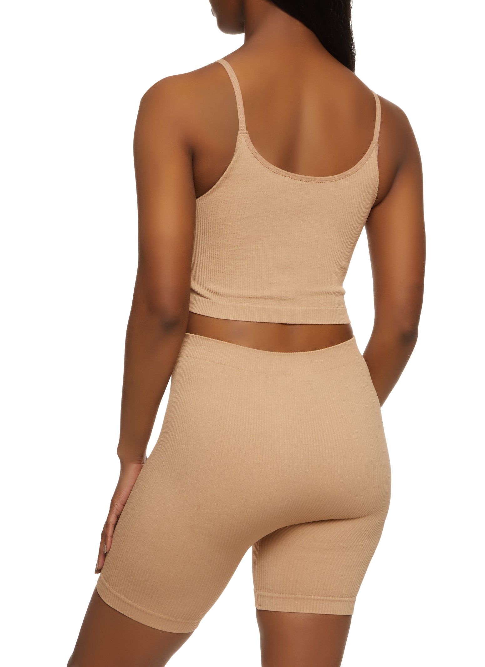 Seamless Notch Neck Cropped Cami and Biker Shorts sold by Rainbow product image thumbnail 2
