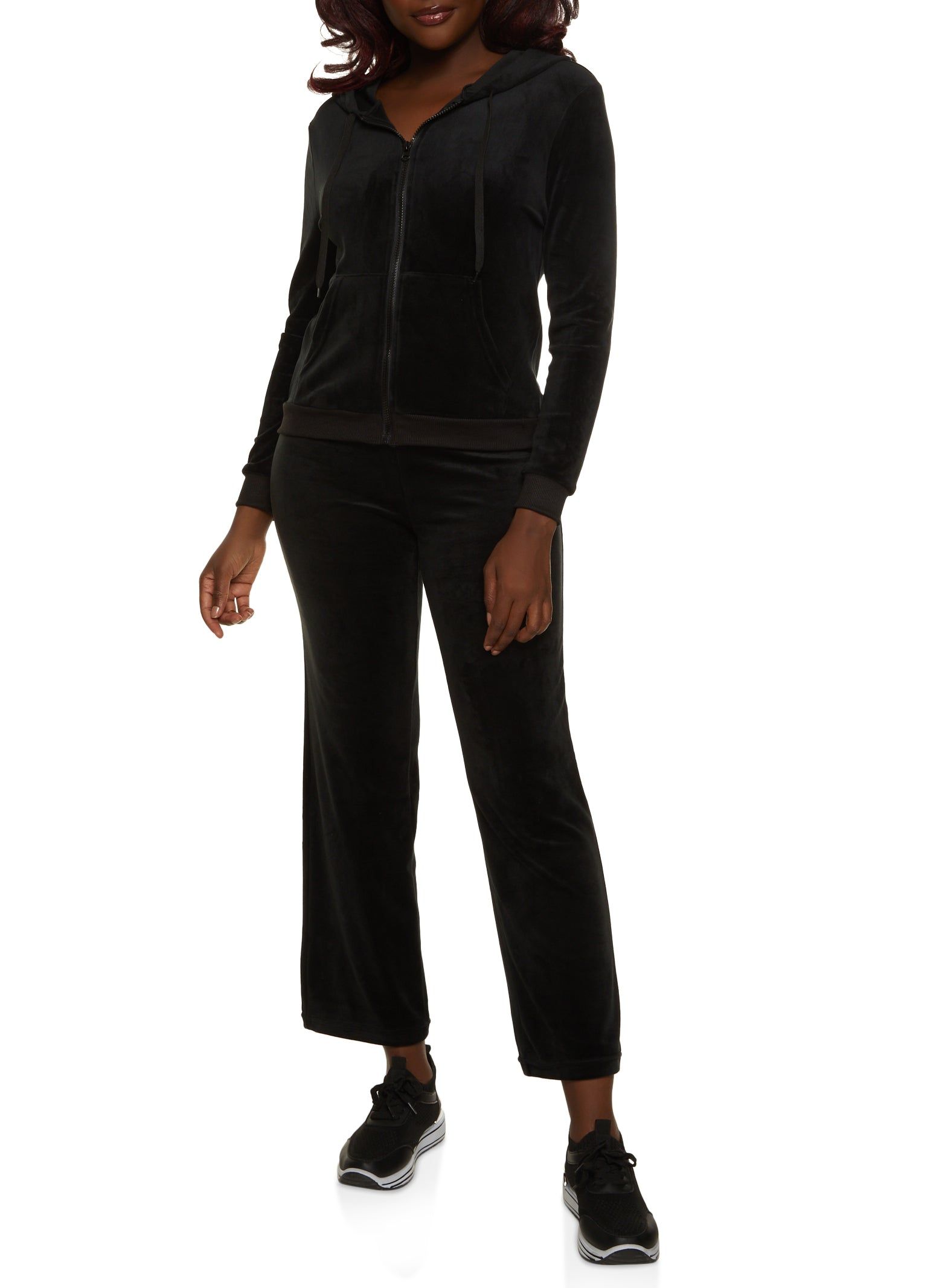 Solid Velour Zip Front Hoodie sold by Rainbow product image thumbnail 2