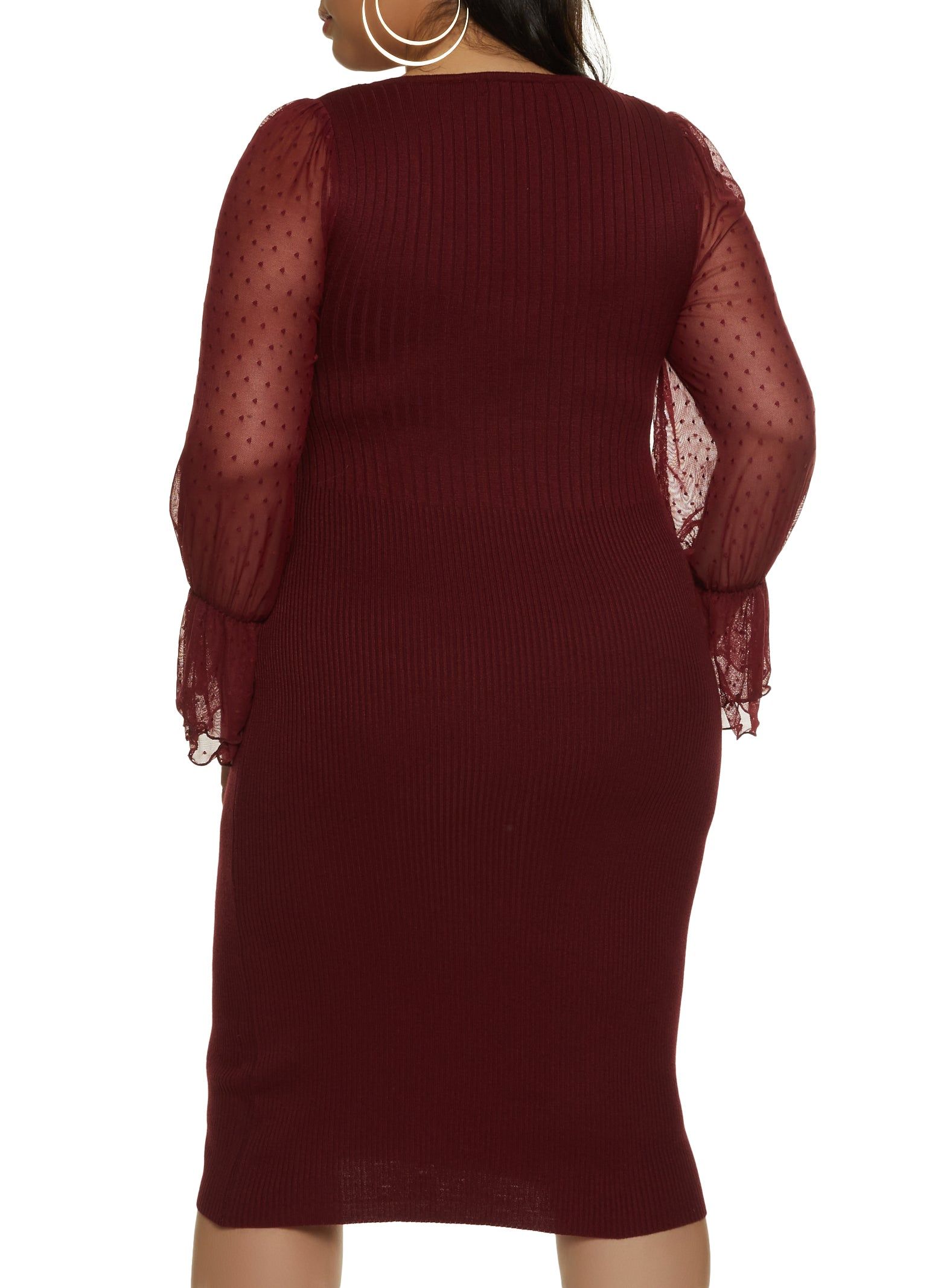Plus Size Mesh Swiss Dot Sleeve Midi Dress sold by Rainbow product image thumbnail 3