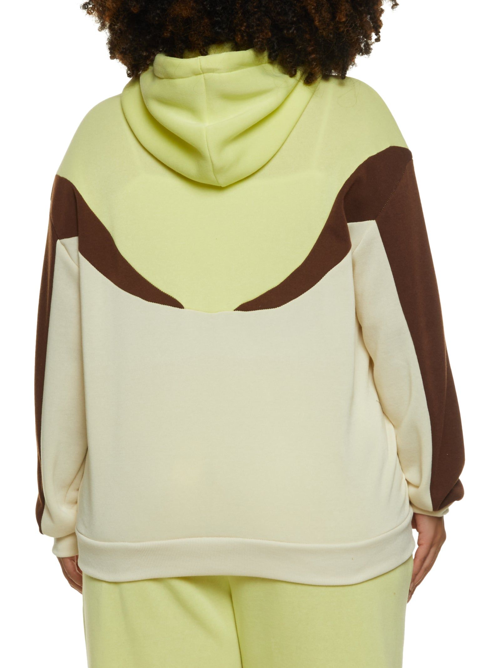 Plus Size Color Blocked Zip Front Hooded Sweatshirt sold by Rainbow product image thumbnail 3