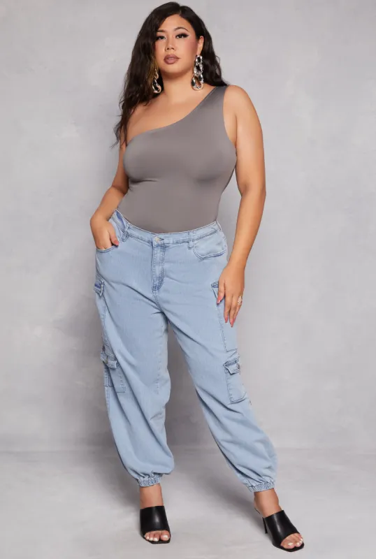 Plus Size Almost Famous Denim Cargo Joggers sold by Rainbow
