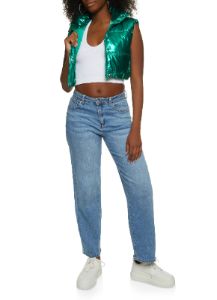 Metallic Cropped Puffer Vest sold by Rainbow
