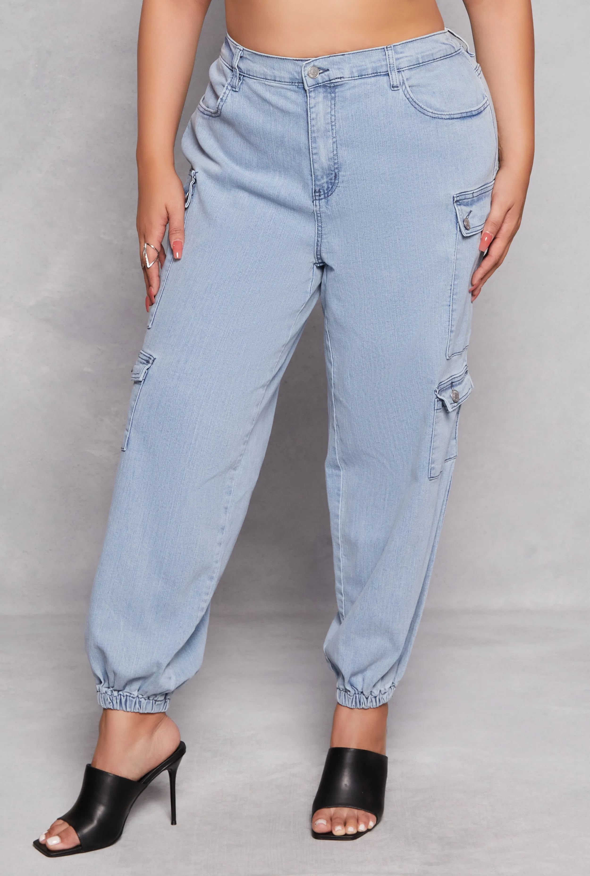 Plus Size Almost Famous Denim Cargo Joggers sold by Rainbow product image thumbnail 2