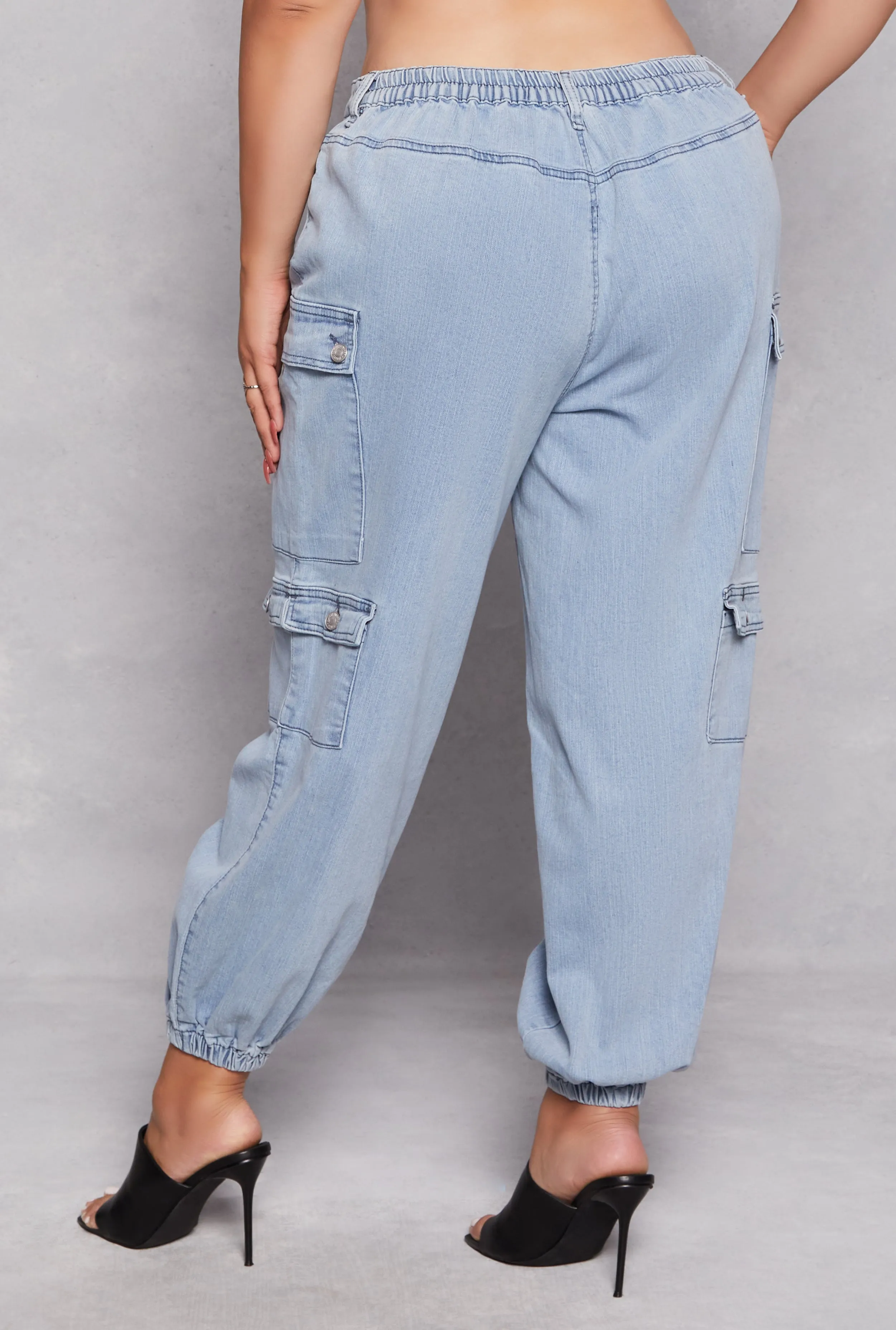 Plus Size Almost Famous Denim Cargo Joggers sold by Rainbow product image thumbnail 3
