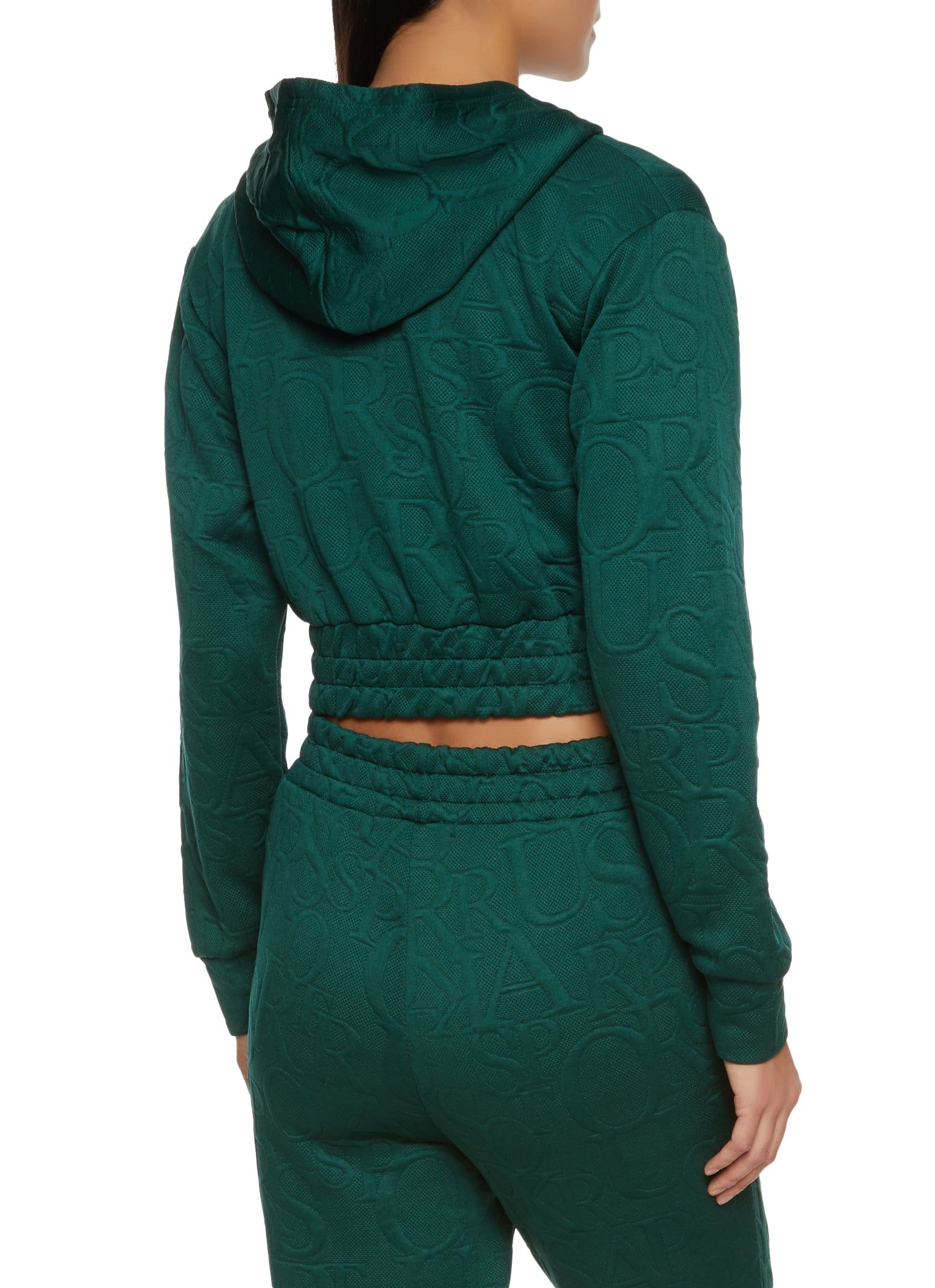 Embossed Zip Front Cropped Hoodie sold by Rainbow product image thumbnail 3