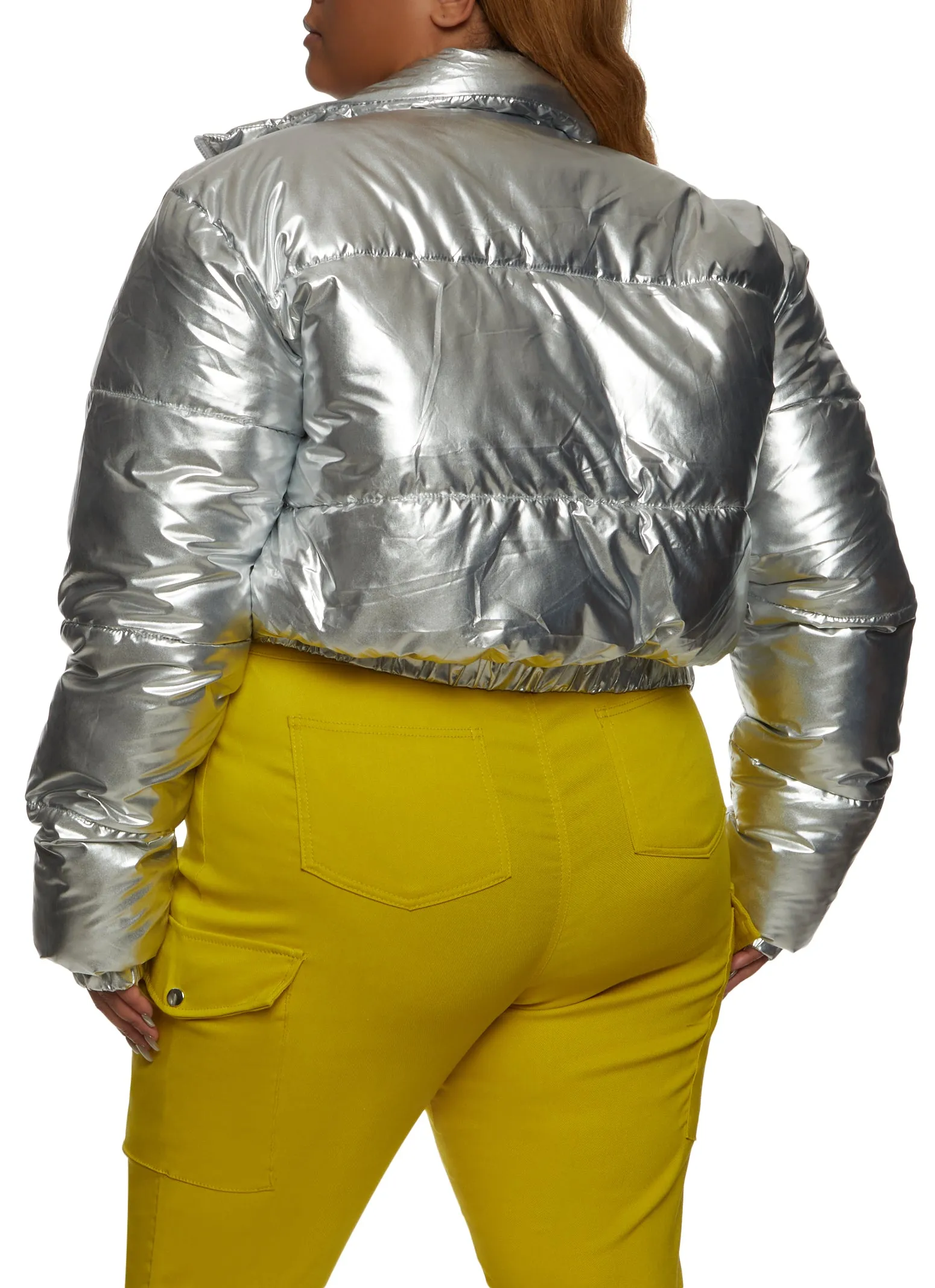 Plus Size Mock Neck Zip Front Puffer Jacket sold by Rainbow product image thumbnail 3
