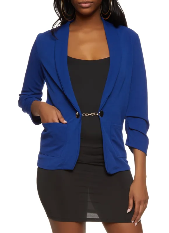 Crepe Knit Chain Detail Blazer sold by Rainbow