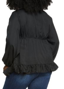 Plus Size Ruffle Trim Peplum Blouse with Necklace sold by Rainbow