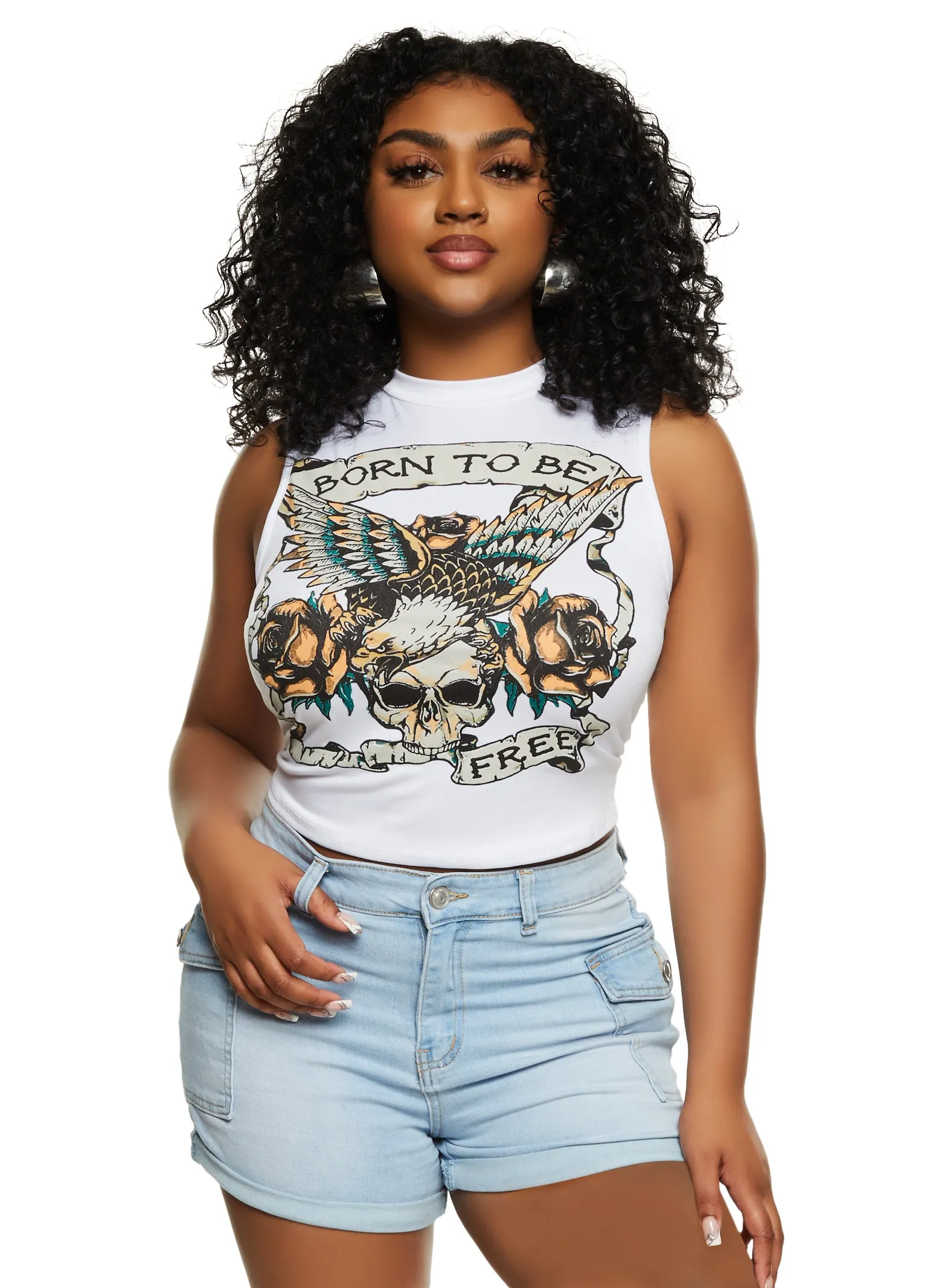 Born To Be Free Graphic Tie Back Tank Top sold by Rainbow