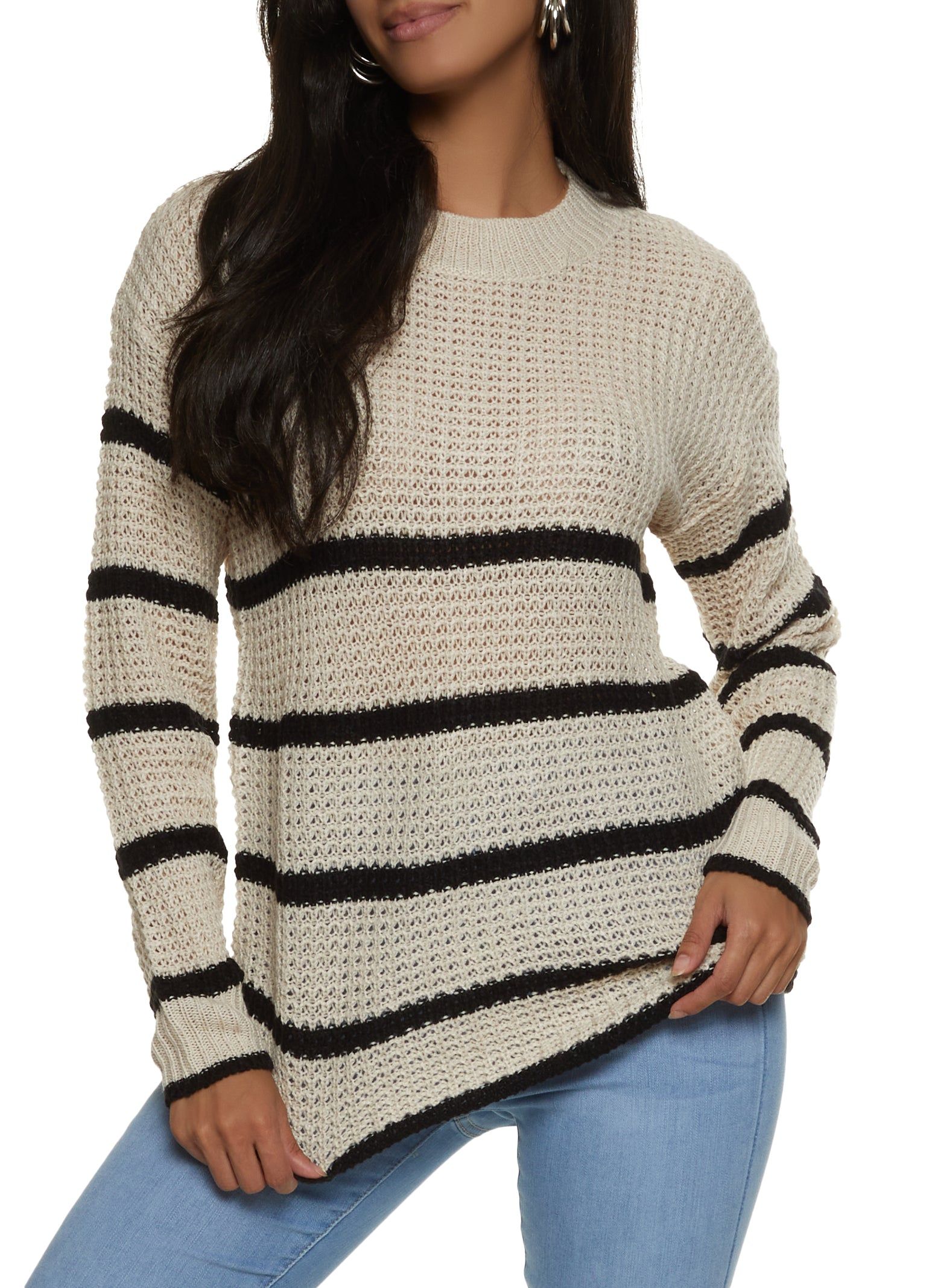 Crew Neck Striped Pullover Sweater sold by Rainbow
