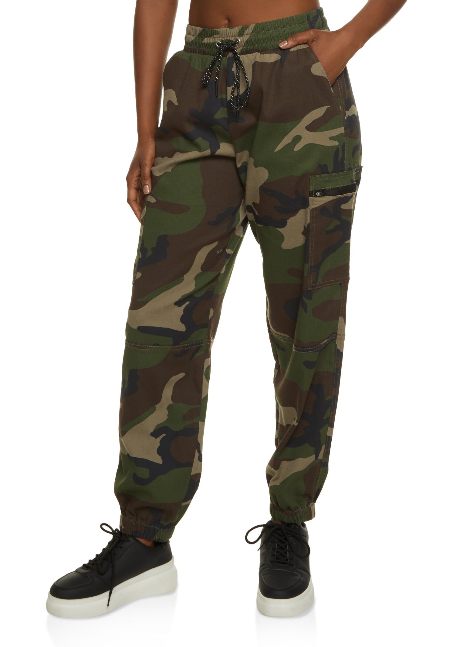 Twill Camo Drawstring Joggers sold by Rainbow