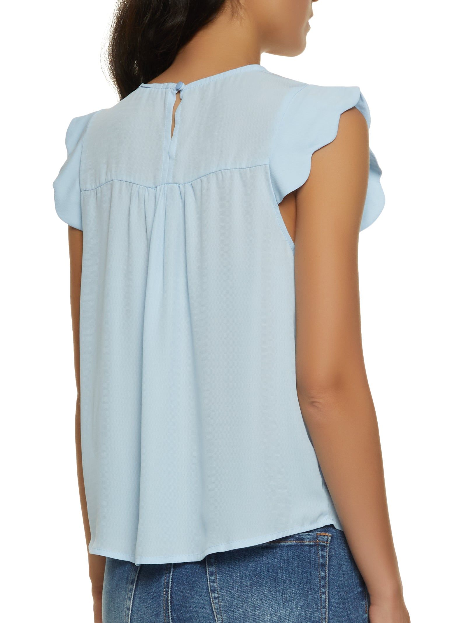 Crochet Detail Scalloped Sleeve Blouse sold by Rainbow product image thumbnail 2