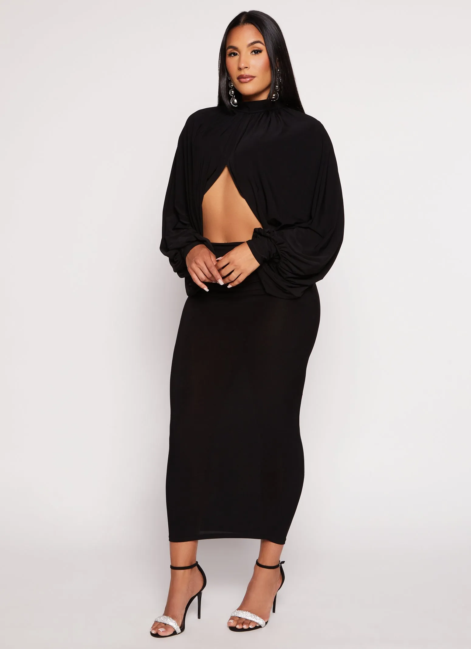 Mock Neck Tulip Hem Blouse sold by Rainbow product image thumbnail 2