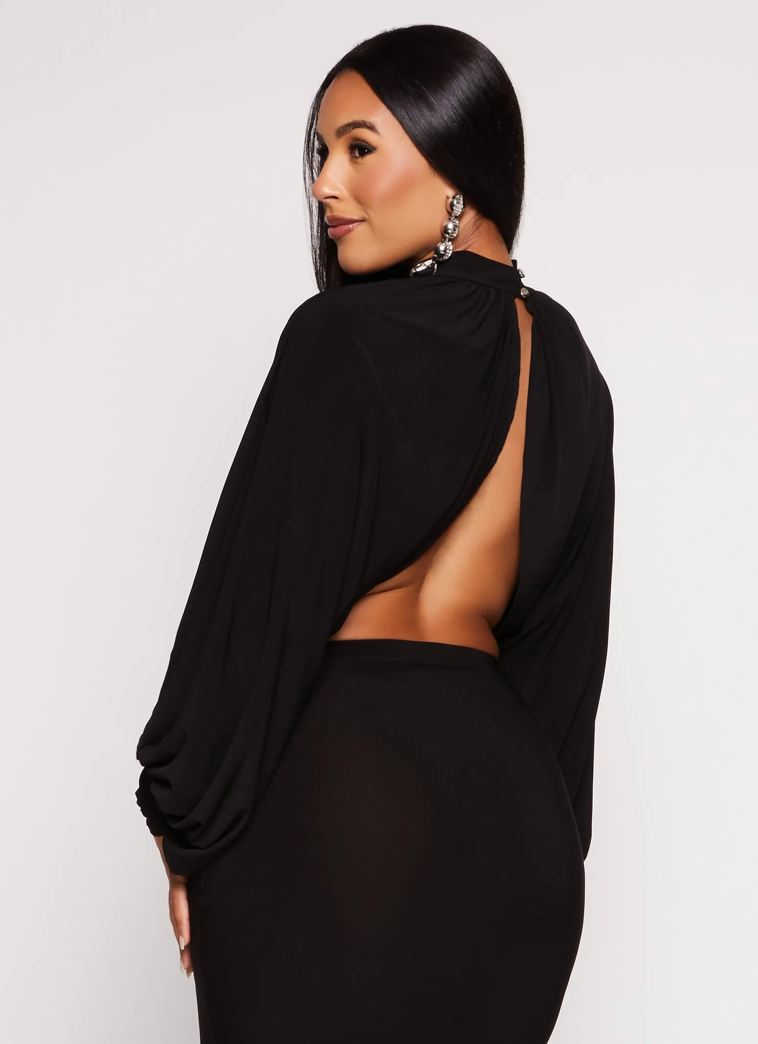 Mock Neck Tulip Hem Blouse sold by Rainbow product image thumbnail 3