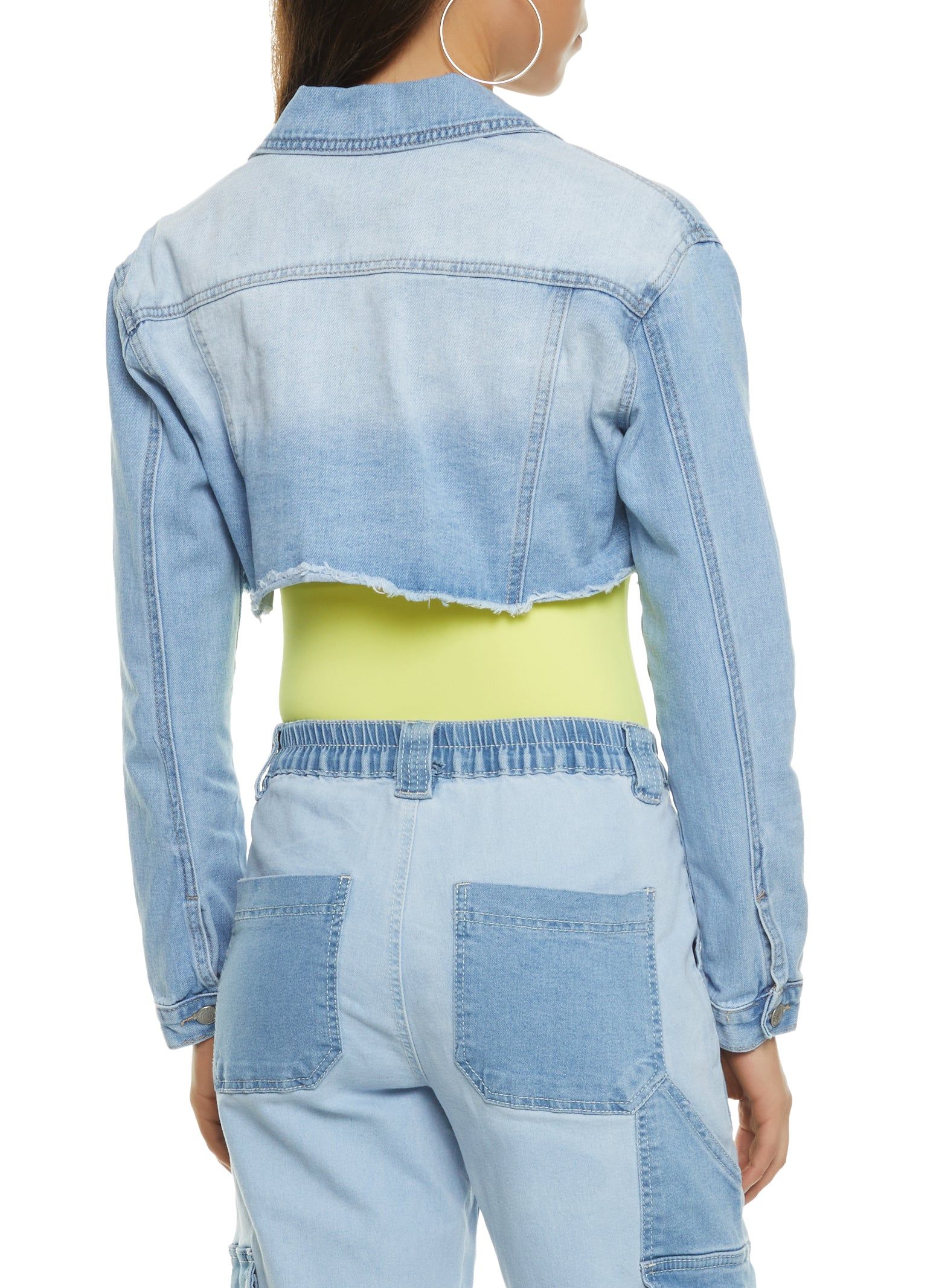 Almost Famous Cargo Pocket Cropped Jean Jacket sold by Rainbow product image thumbnail 3