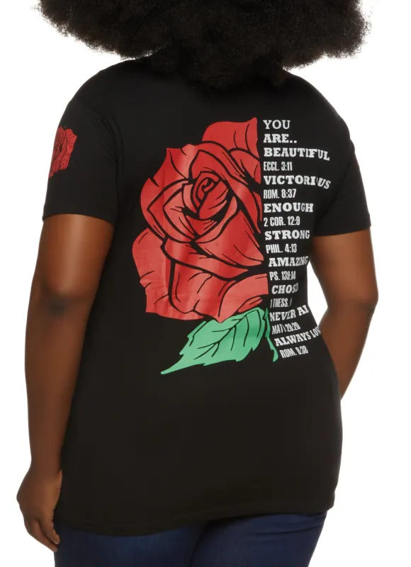Plus Size You Are Beautiful Back Graphic Tee sold by Rainbow