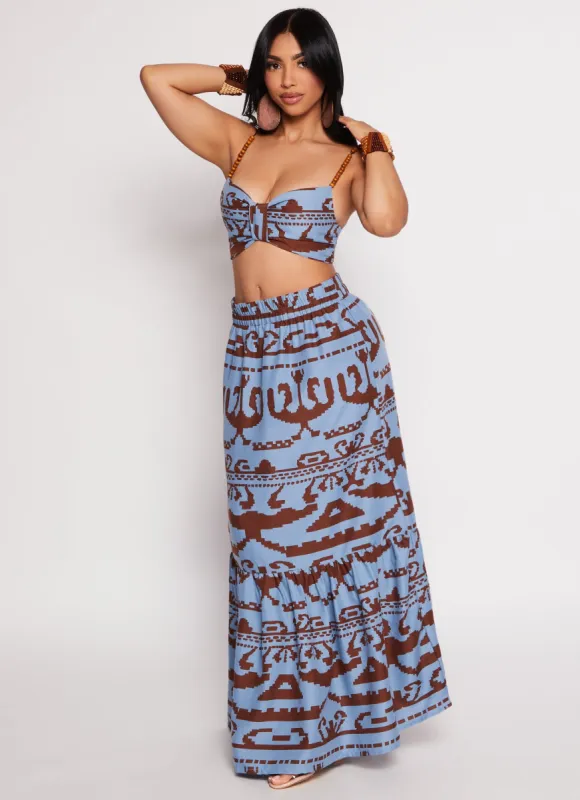 Printed Tiered Maxi Skirt sold by Rainbow