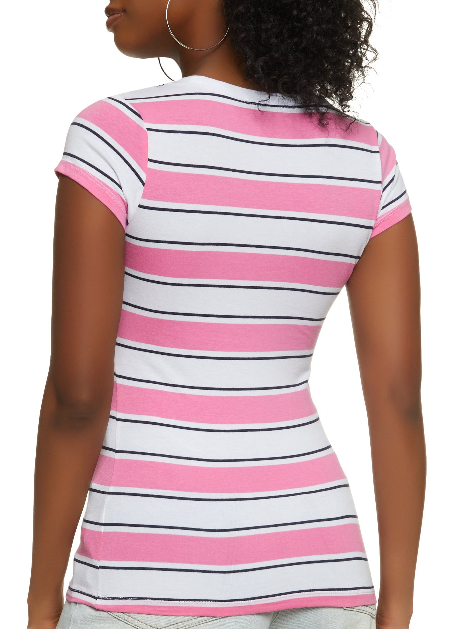 Basic Striped Crew Neck Tee sold by Rainbow product image thumbnail 2