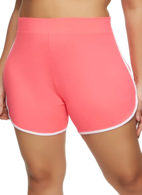 Plus Size Soft Knit Contrast Trim Dolphin Shorts sold by Rainbow