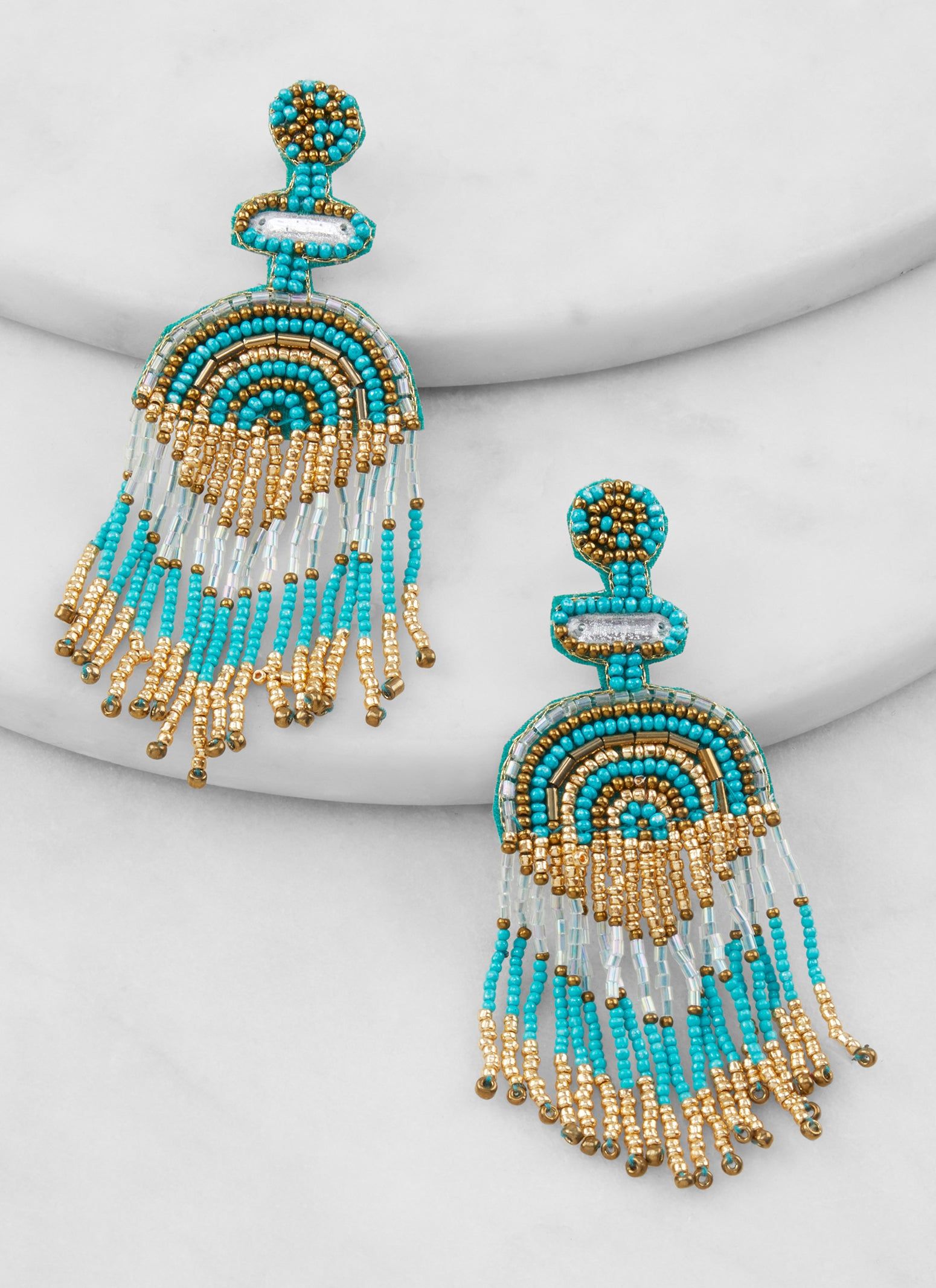 Beaded Fringe Drop Earrings sold by Rainbow product image thumbnail 2