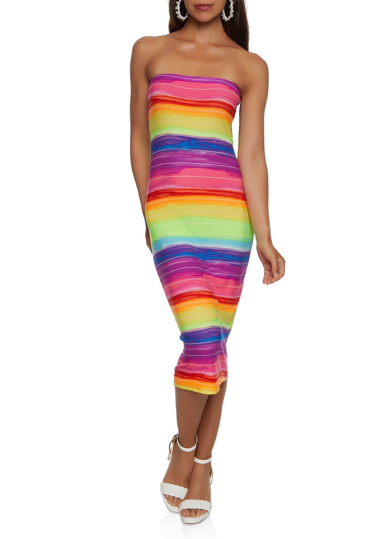 Rainbow Stripe Tube Dress sold by Rainbow product image thumbnail 2
