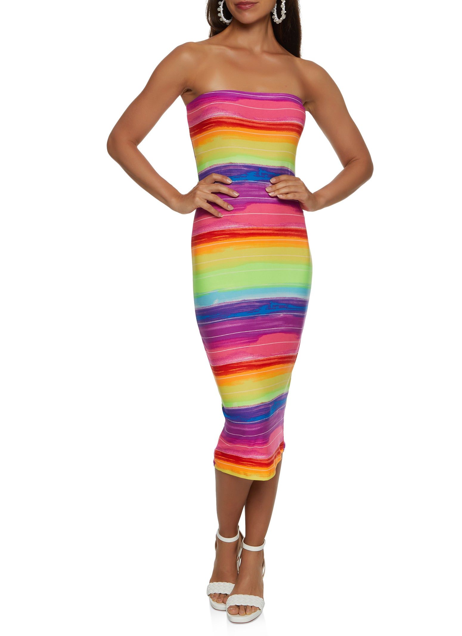 Rainbow Stripe Tube Dress sold by Rainbow