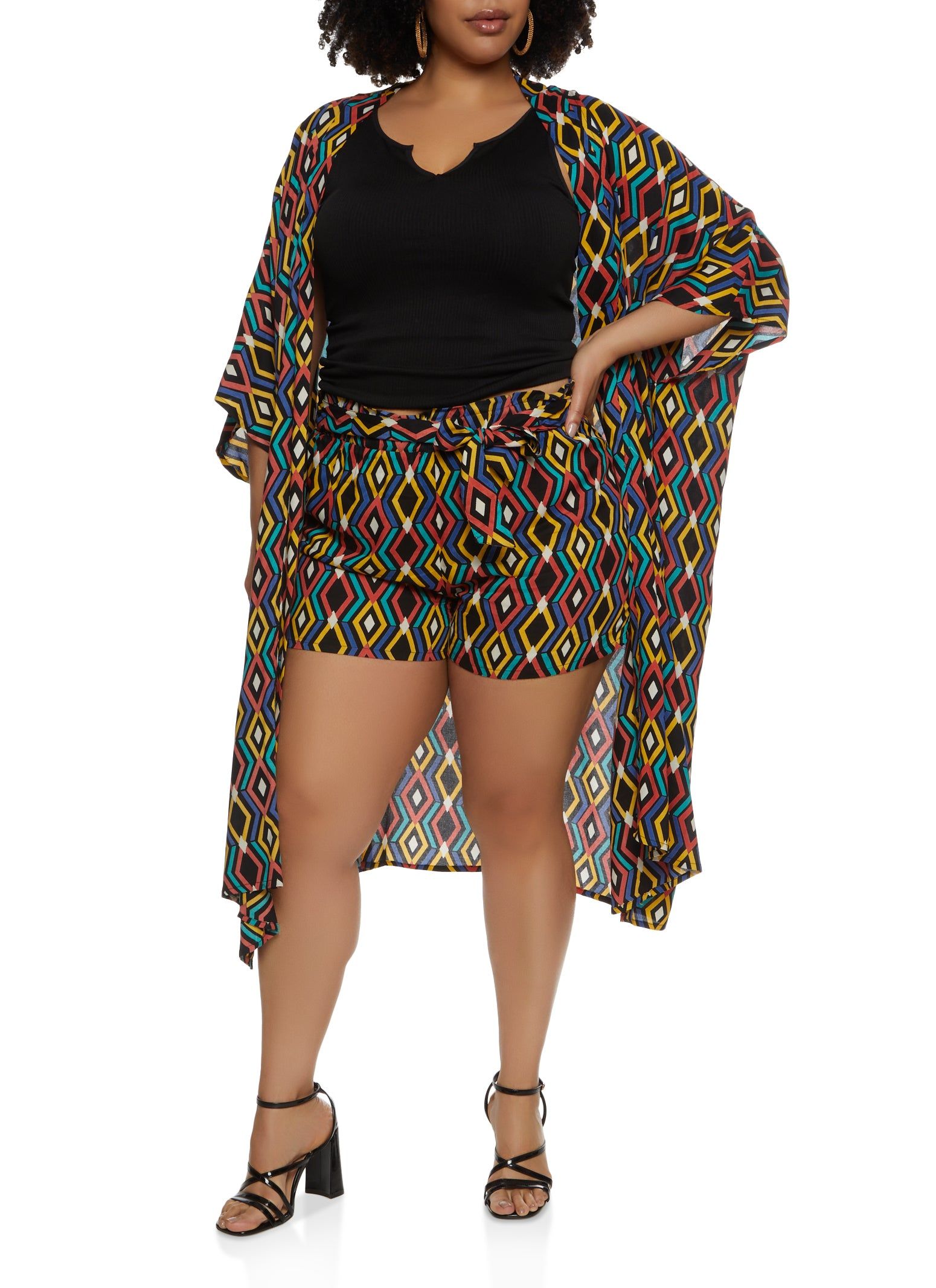 Plus Size Geometric Print Kimono sold by Rainbow product image thumbnail 2