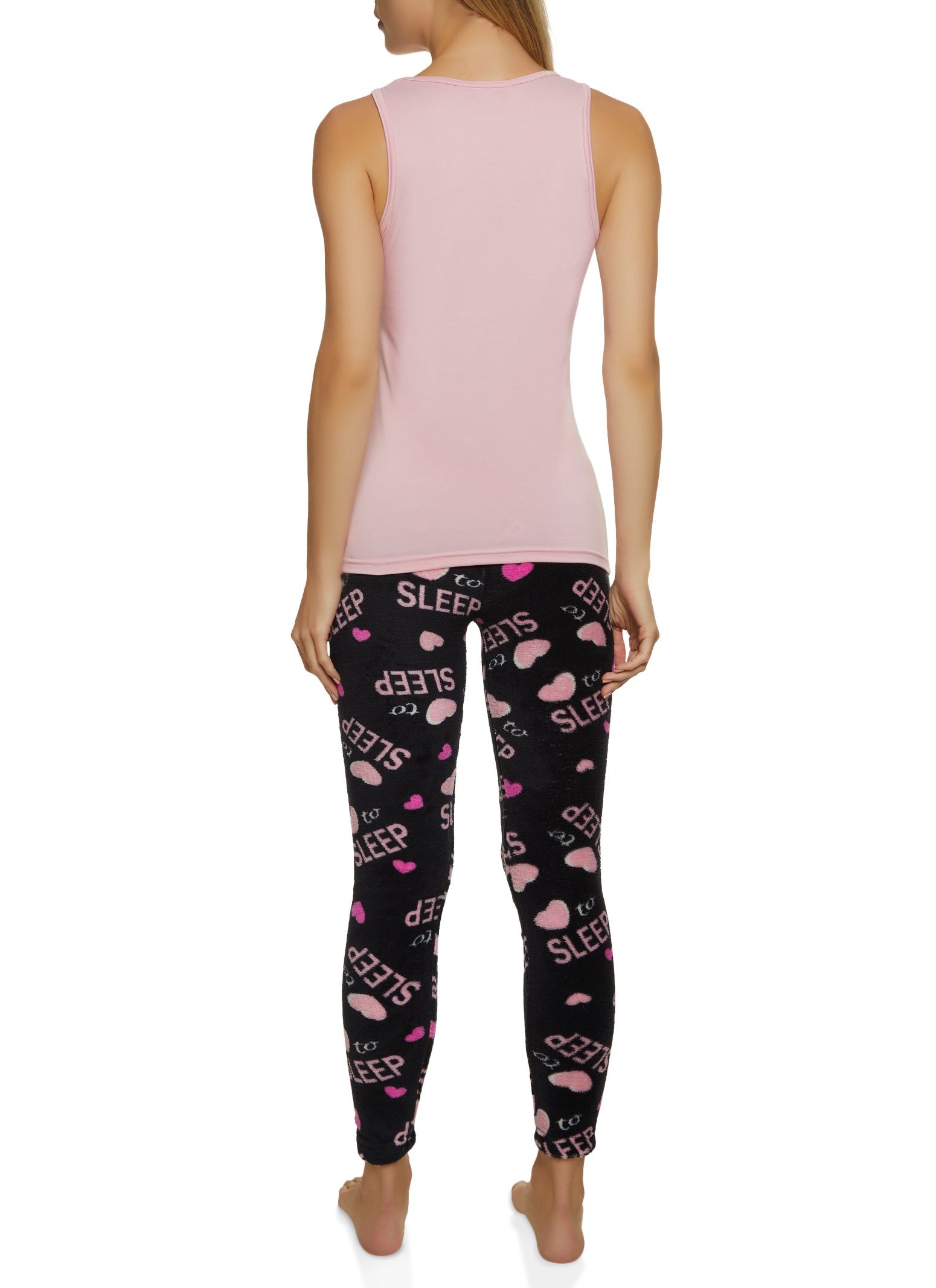 Glitter Heart To Sleep Graphic Pajama Tank Top and Plush Pants sold by Rainbow product image thumbnail 2