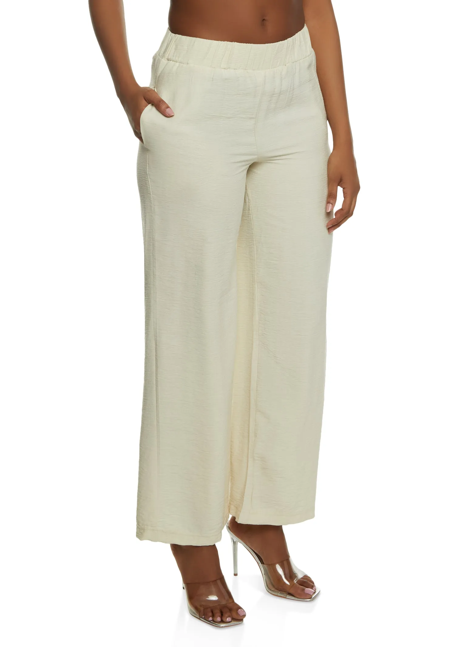Linen High Waisted Wide Leg Pants sold by Rainbow