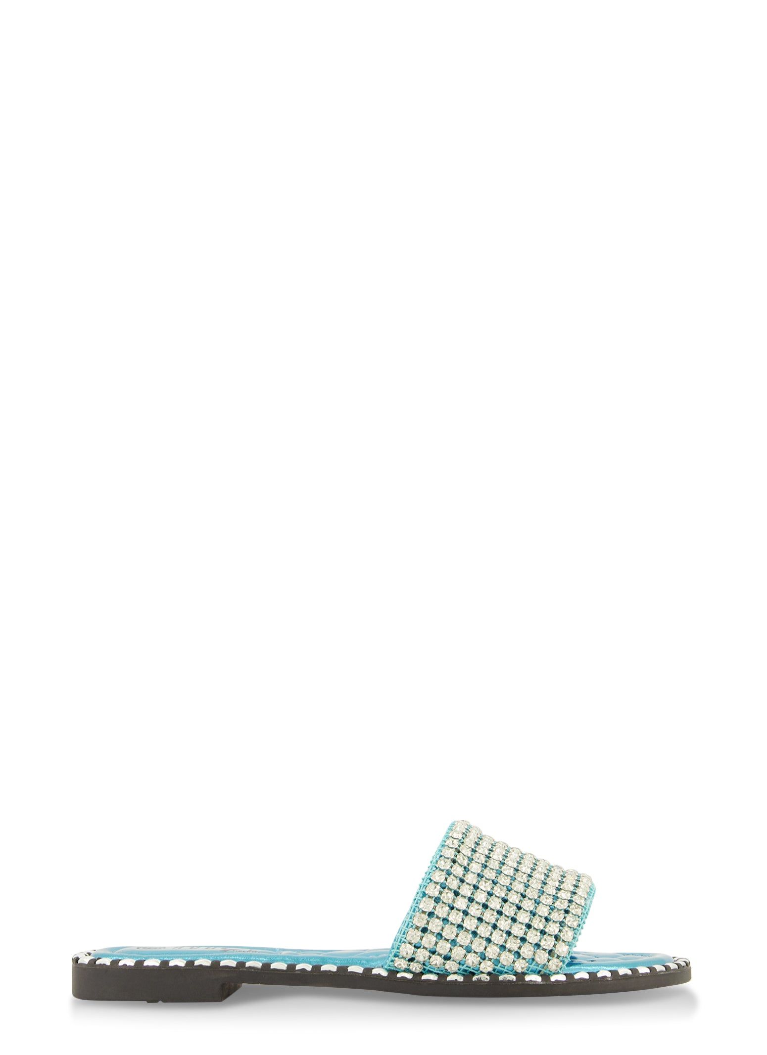 Studded Trim Rhinestone Single Band Slide Sandals sold by Rainbow product image thumbnail 2