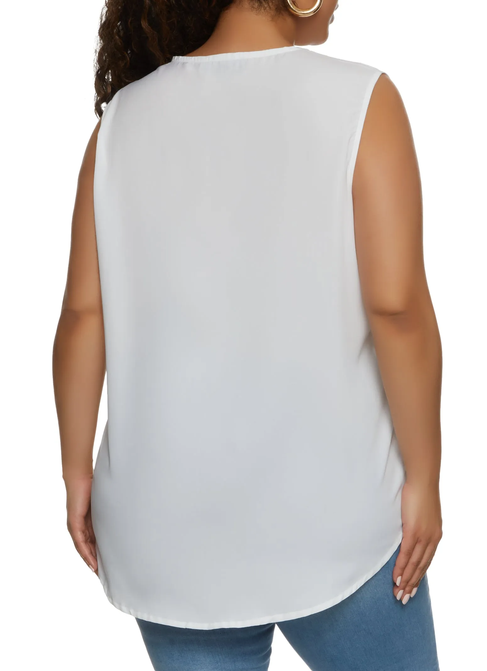Plus Size Sleeveless Pleated V Neck Blouse sold by Rainbow product image thumbnail 2