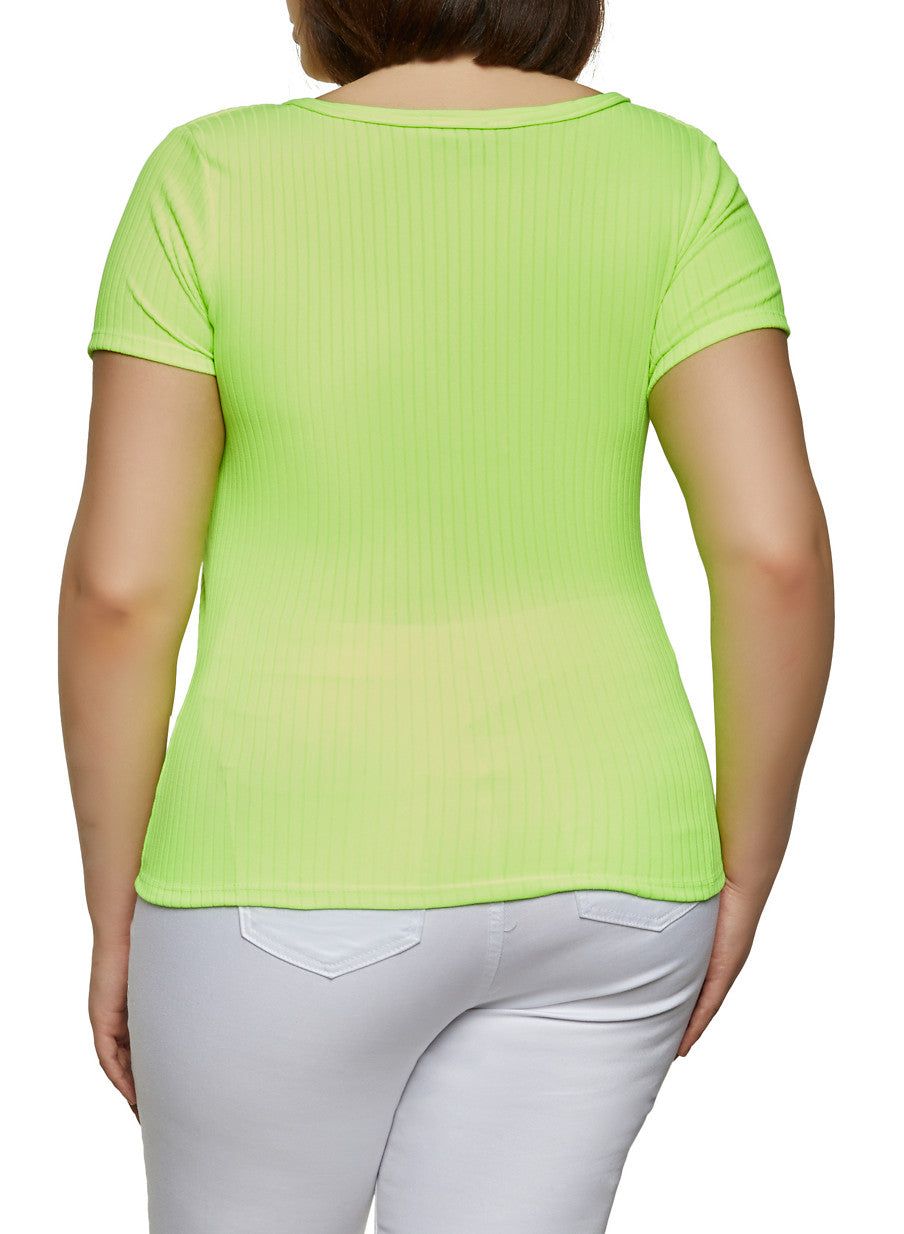 Plus Size Rib Knit Ruched Tee sold by Rainbow product image thumbnail 2