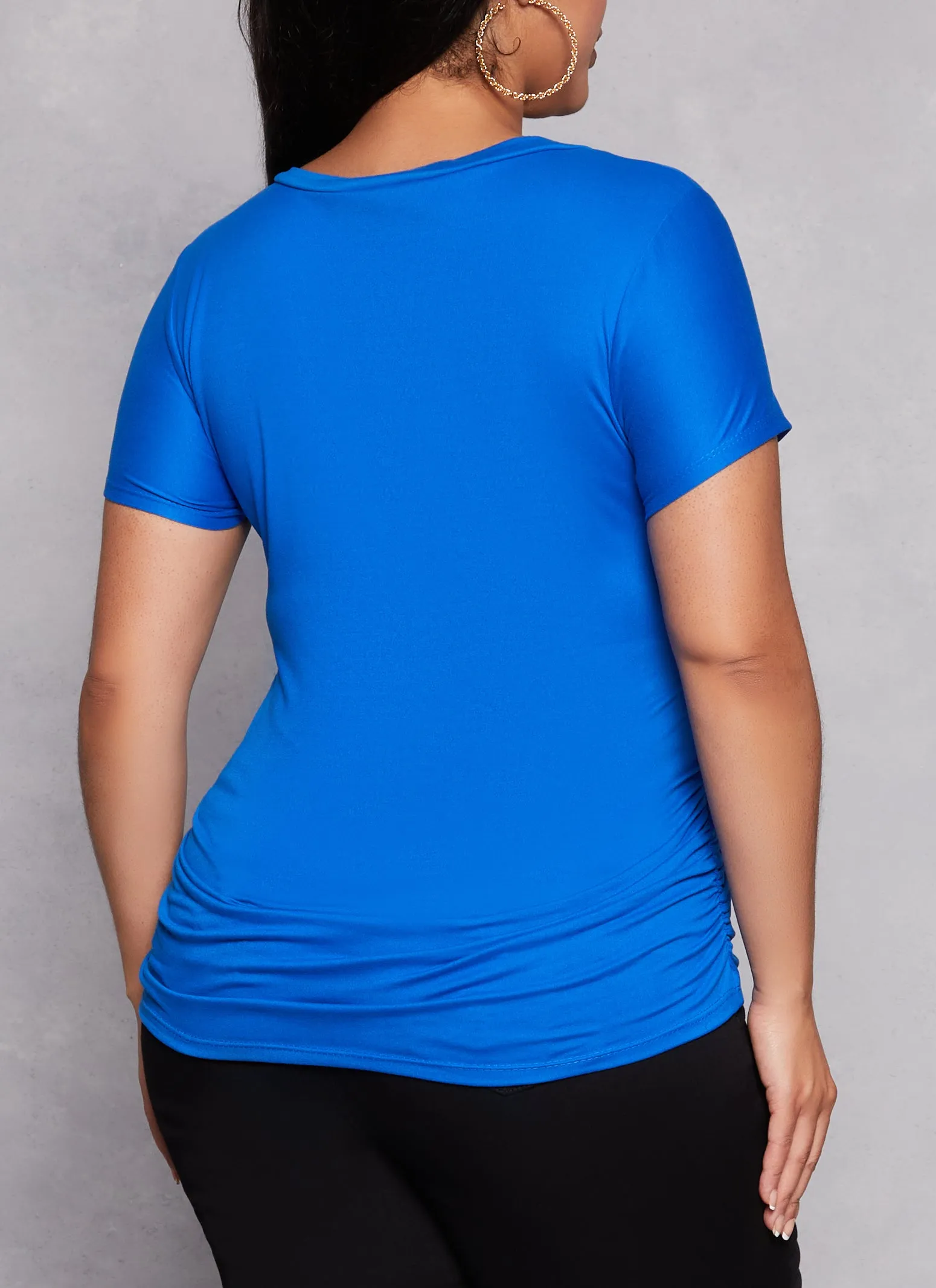 Plus Size Basic V Neck Ruched Side Tee sold by Rainbow product image thumbnail 3