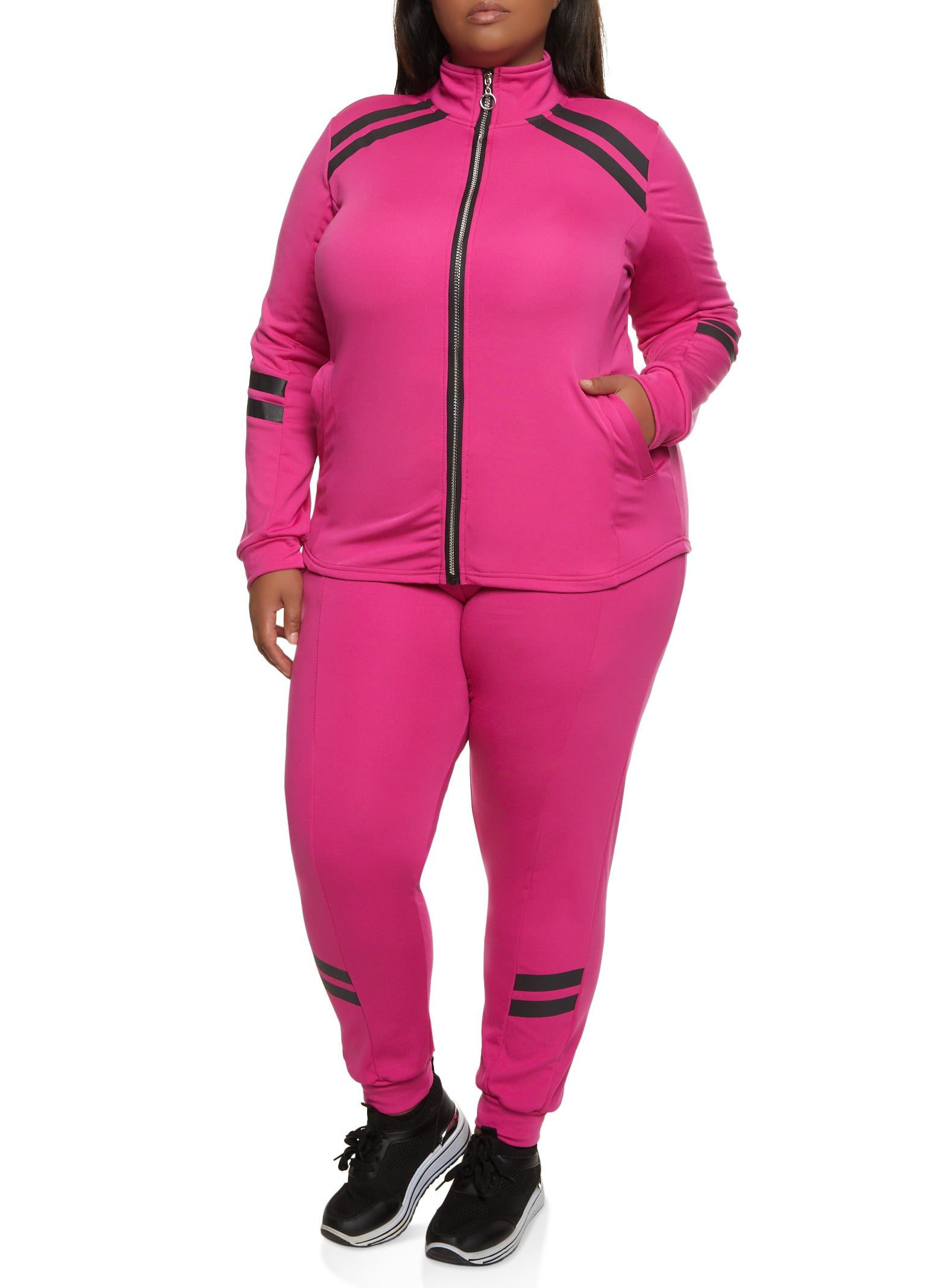 Plus Size Varsity Stripe Detail Track Jacket sold by Rainbow product image thumbnail 2