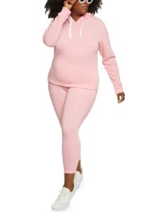 Plus Size Solid Pullover Hoodie sold by Rainbow