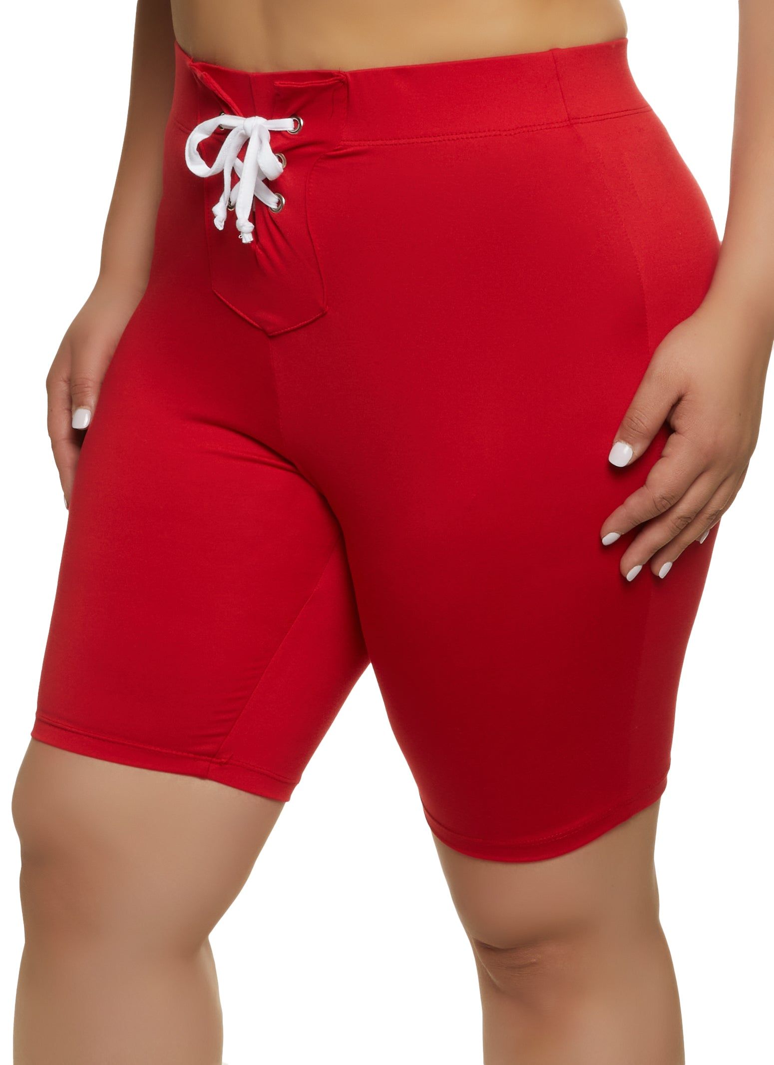 Plus Size Lace Up Detail Biker Shorts sold by Rainbow