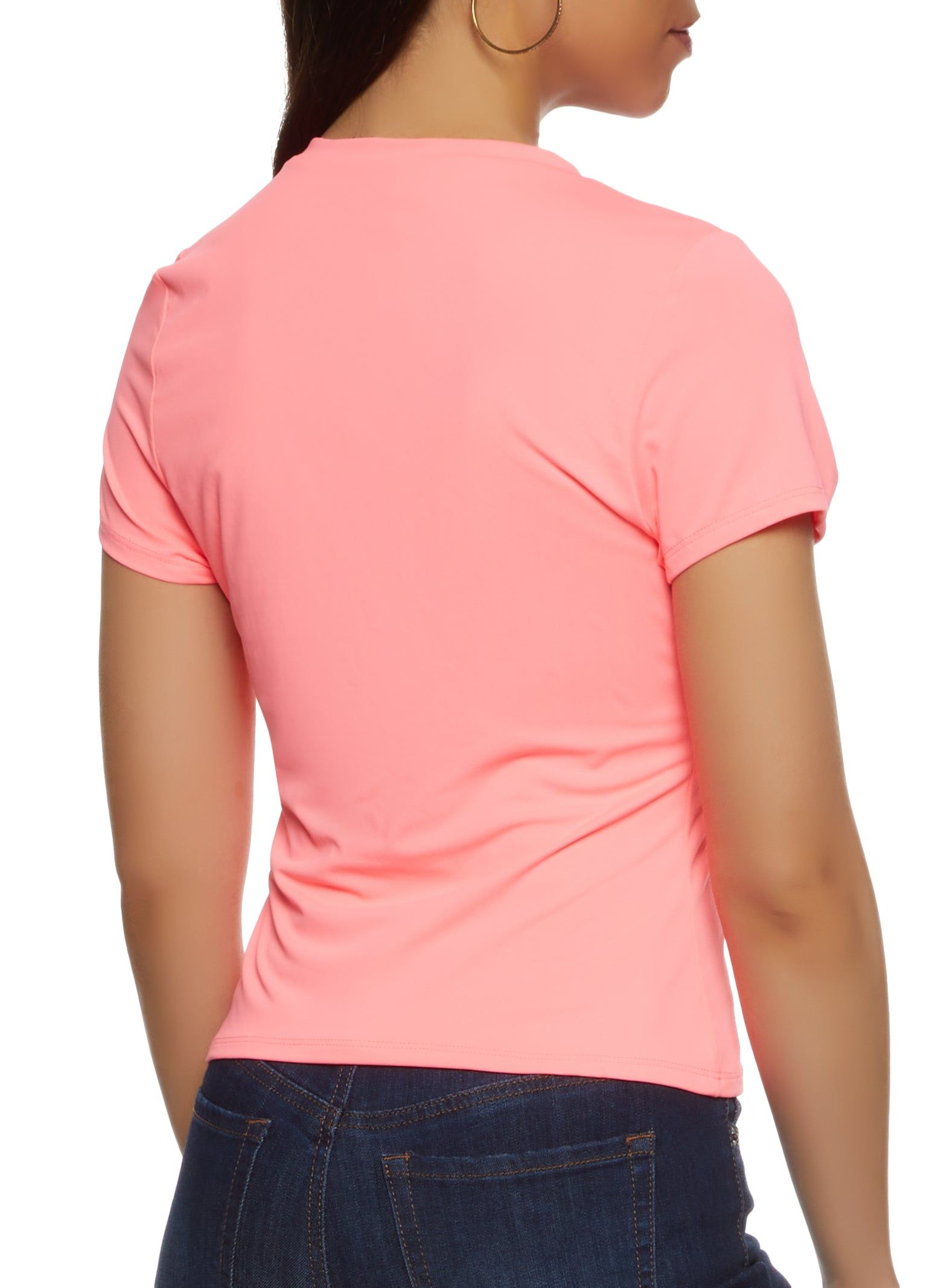 Short Sleeve V Neck Half Button Top sold by Rainbow product image thumbnail 2