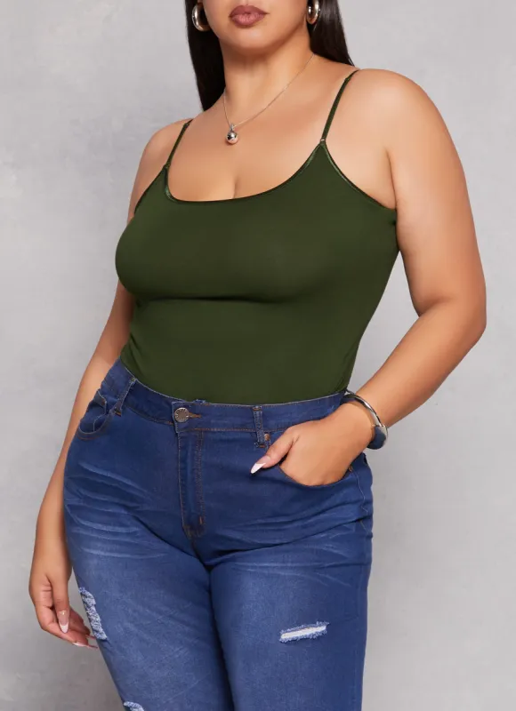 Plus Size Solid Scoop Neck Cami made by Rainbow