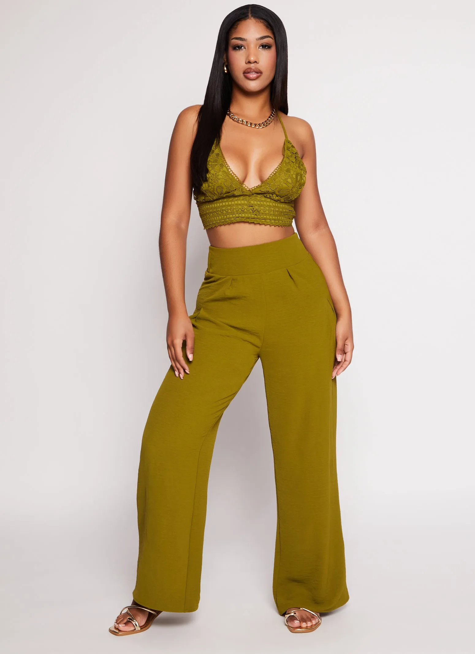 Smocked Back High Waist Palazzo Pants sold by Rainbow