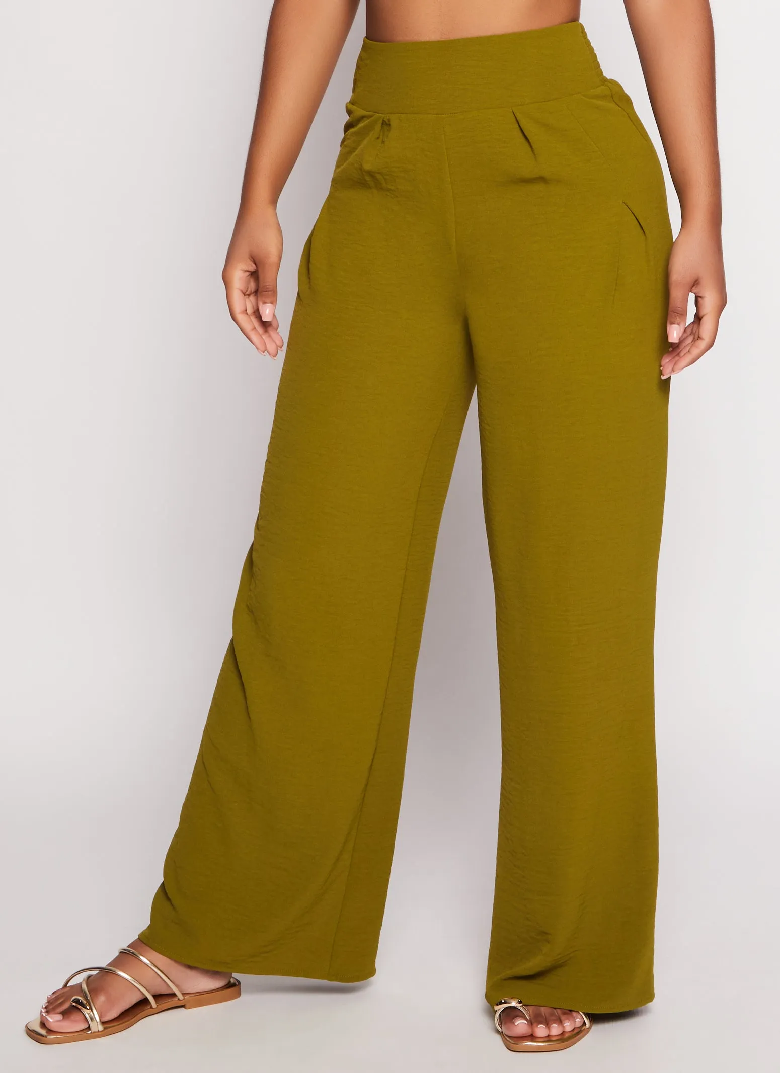 Smocked Back High Waist Palazzo Pants sold by Rainbow product image thumbnail 2