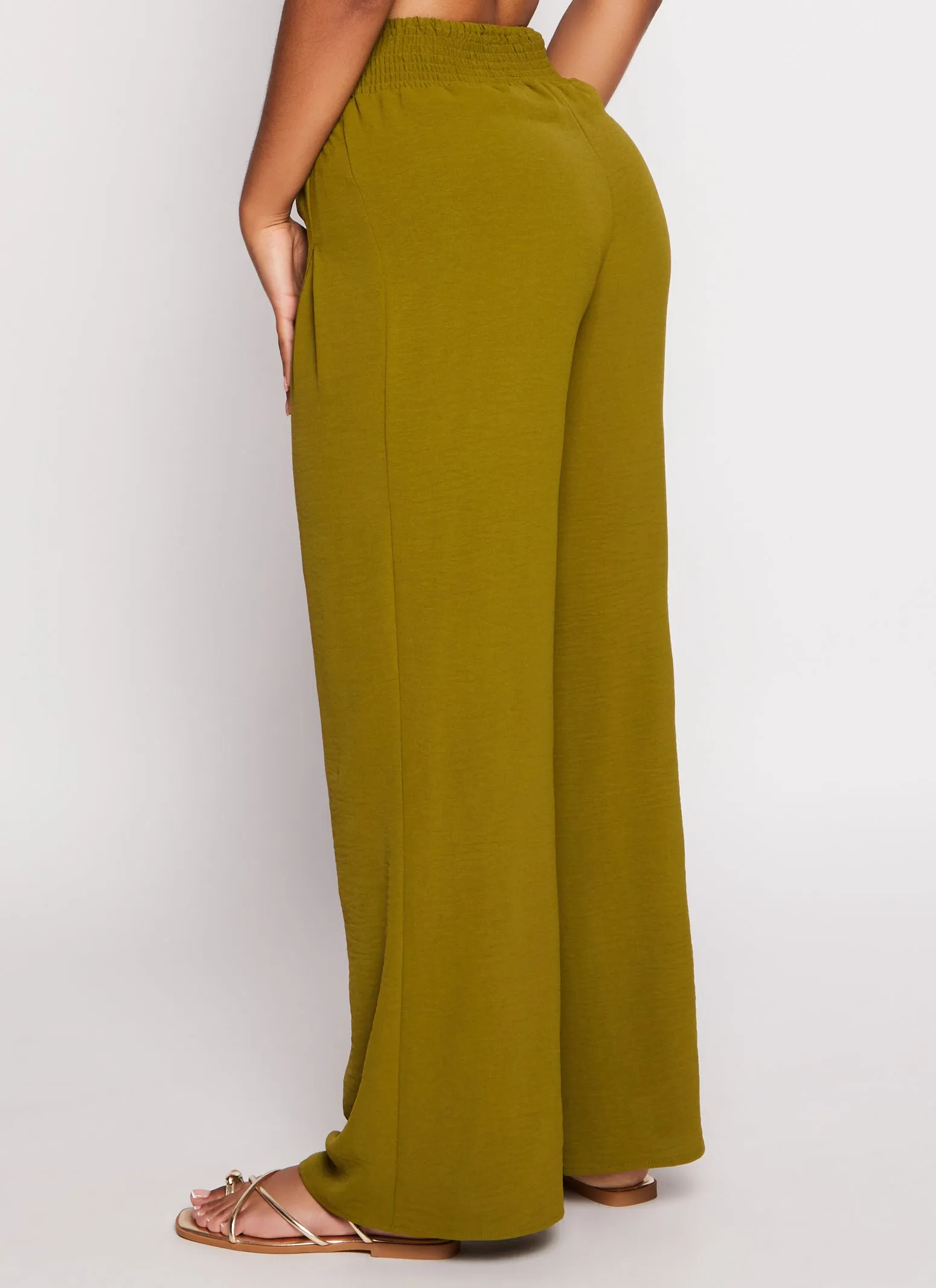 Smocked Back High Waist Palazzo Pants sold by Rainbow product image thumbnail 3