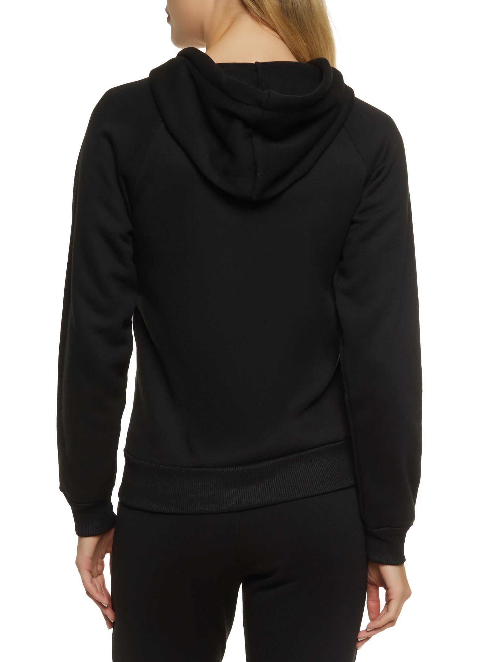 Solid Drawstring Zip Front Hoodie sold by Rainbow product image thumbnail 3