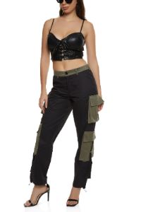Faux Leather Lace Up Front Bustier Top sold by Rainbow