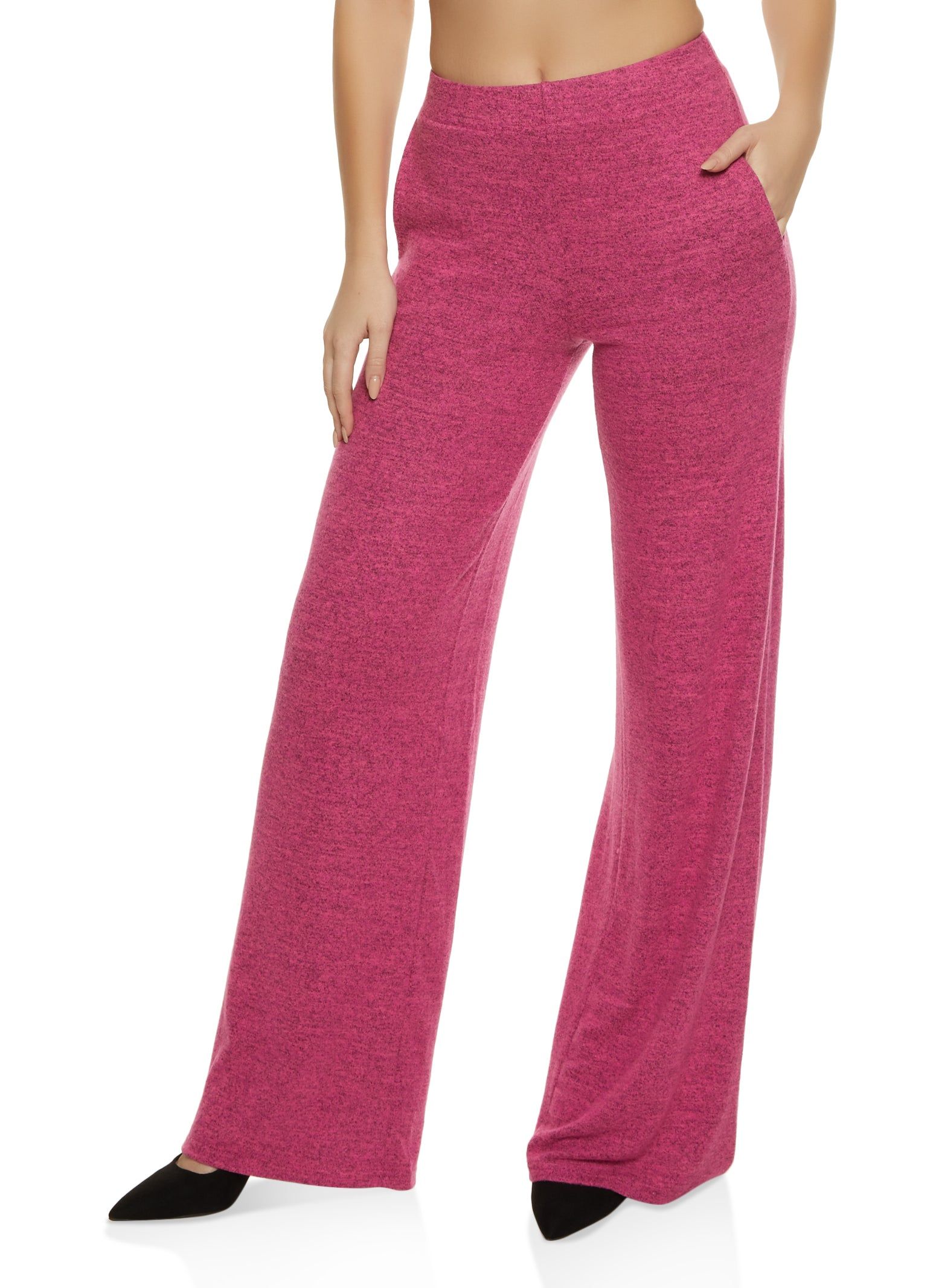 Brushed Knit High Waist Wide Leg Pants sold by Rainbow