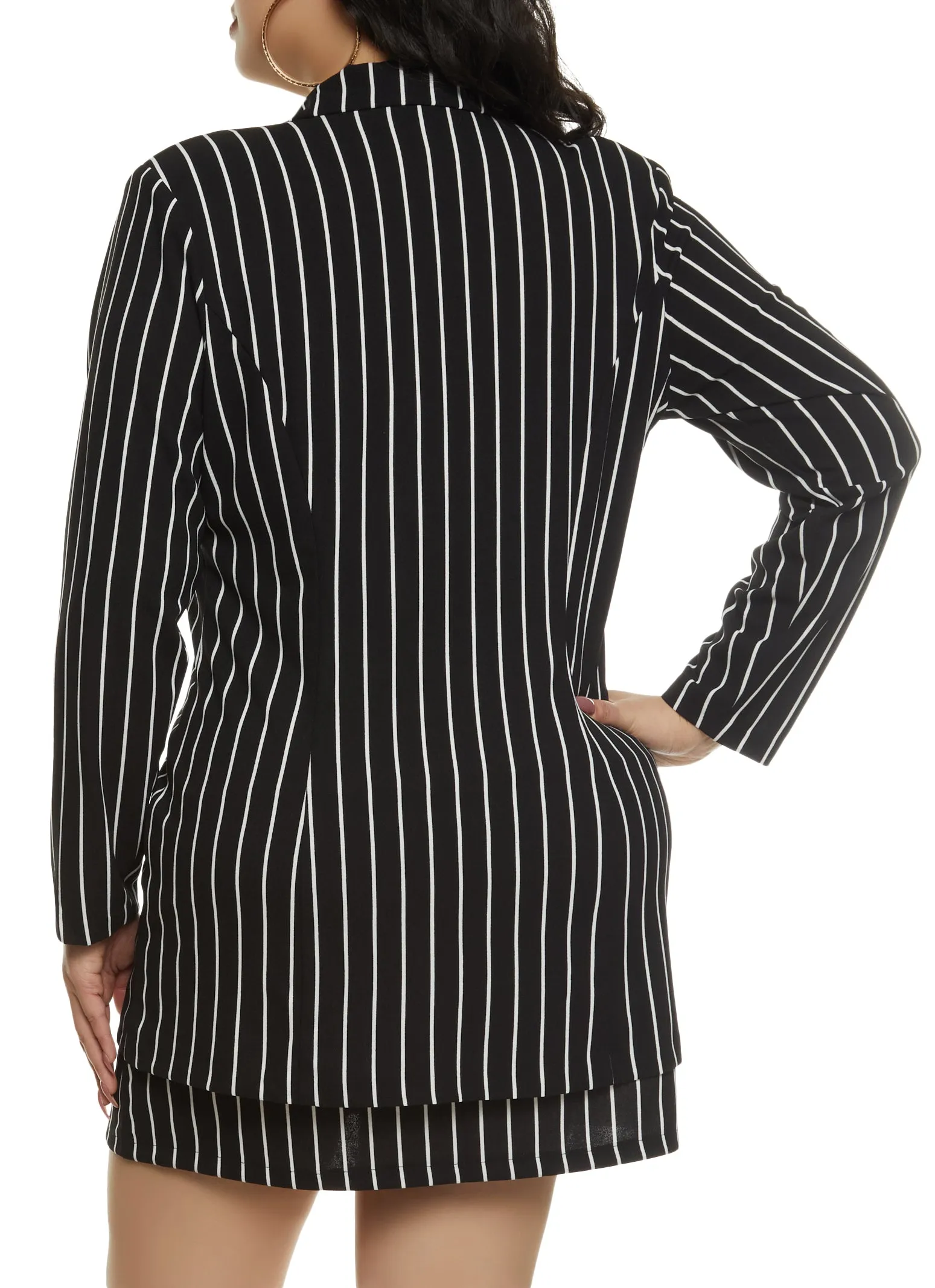 Plus Size Crepe Knit Striped Button Front Blazer sold by Rainbow product image thumbnail 3