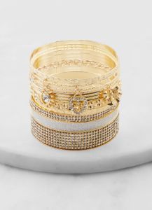 Cubic Zirconia Charm Bangles Set of 13 sold by Rainbow