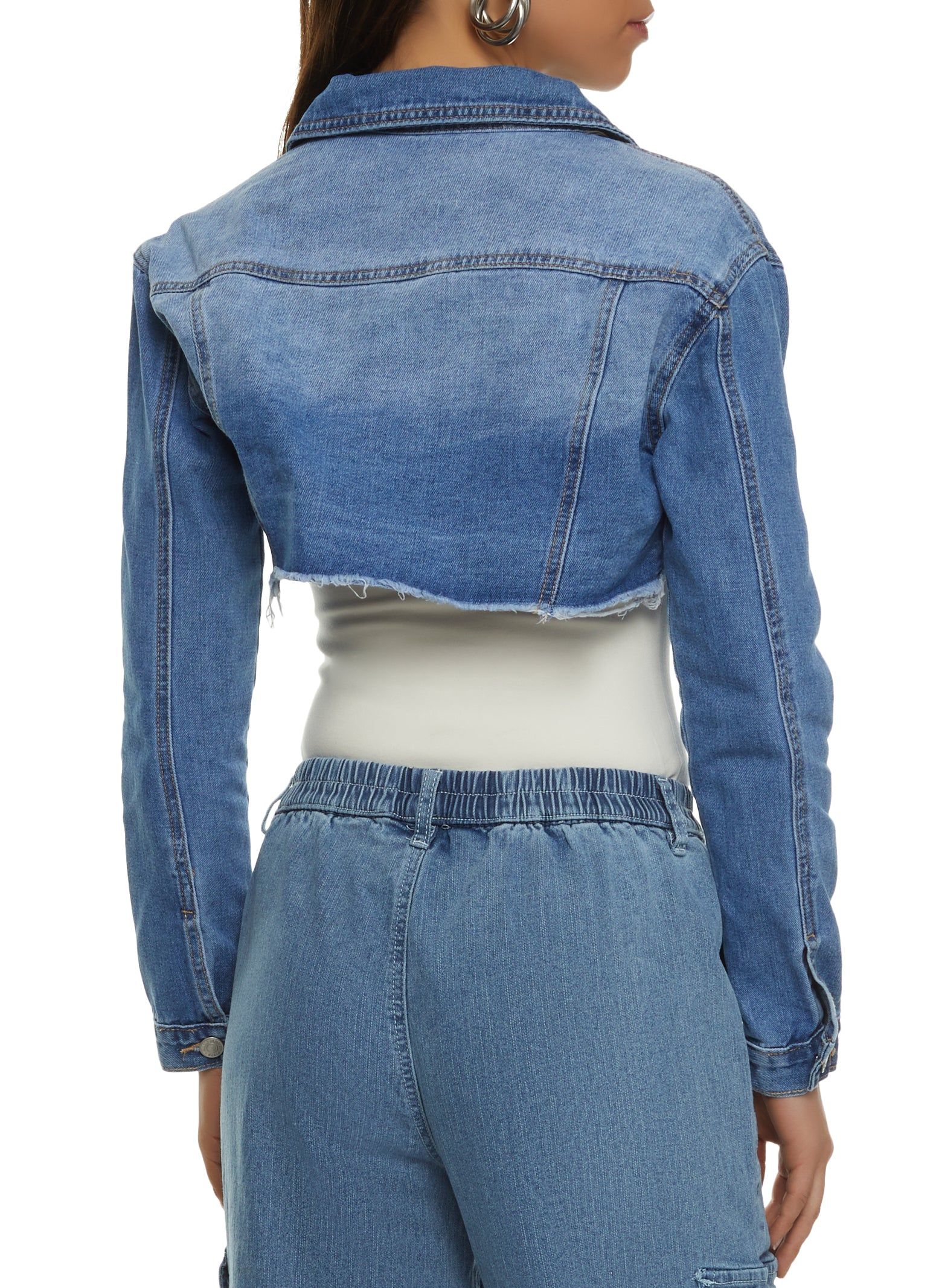 Almost Famous Cargo Pocket Cropped Jean Jacket sold by Rainbow product image thumbnail 3