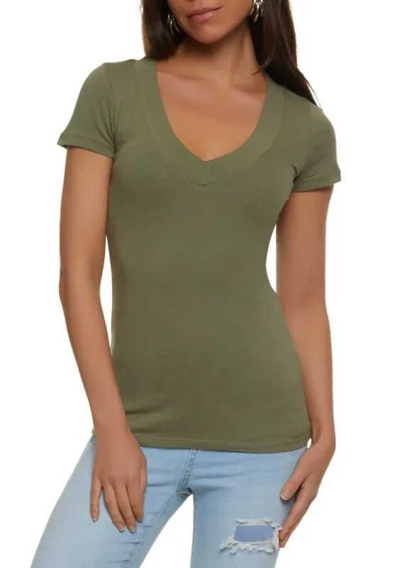 Basic V Neck Short Sleeve Tee sold by Rainbow