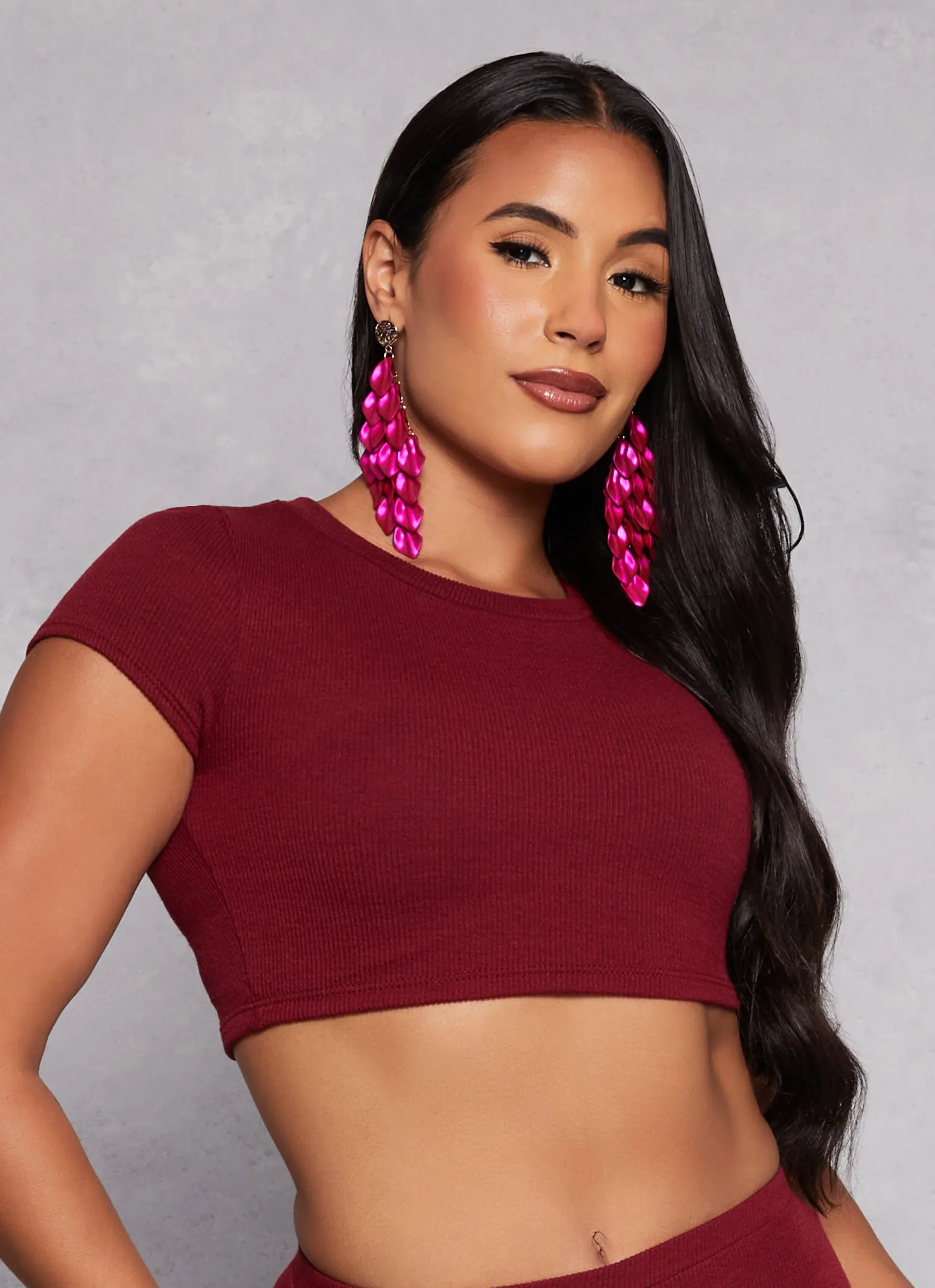 Ribbed Knit Cropped Tee sold by Rainbow