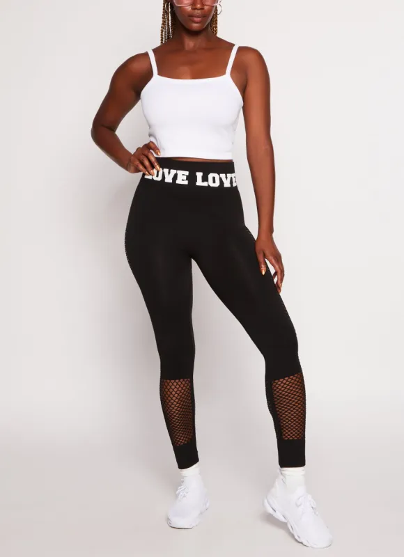 Love Fishnet Detail High Waist Leggings sold by Rainbow